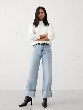BANANA REPUBLIC Dark Blue High-Rise Straight Fit Cuffed Ankle Jean